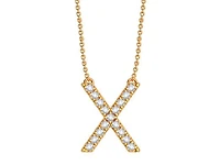 Bella Moda 10K Yellow Gold 0.10CTW Diamond Initial "X" Necklace