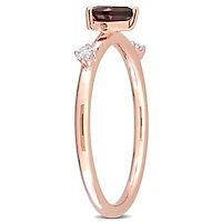 Julianna B 10K Rose Gold Garnet and White Topaz Heart Ring