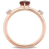 Julianna B 10K Rose Gold Garnet and White Topaz Heart Ring