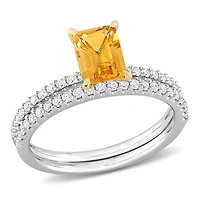 Julianna B 14K White & Yellow Gold Citrine and Diamond Bridal Set
