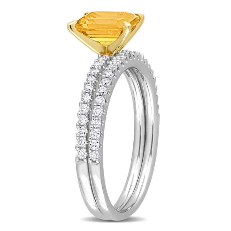 Julianna B 14K White & Yellow Gold Citrine and Diamond Bridal Set