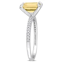 Julianna B 10K White Gold Citrine & Diamond Ring