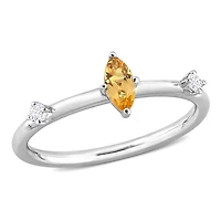 Julianna B Sterling Silver Citrine and White Topaz Ring