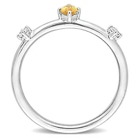 Julianna B Sterling Silver Citrine and White Topaz Ring