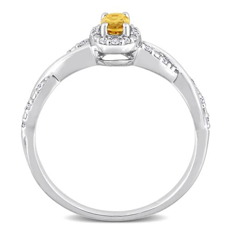 Julianna B Sterling Silver Citrine and Diamond Ring