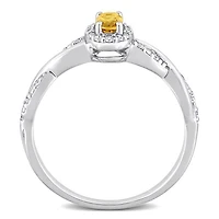Julianna B Sterling Silver Citrine and Diamond Ring