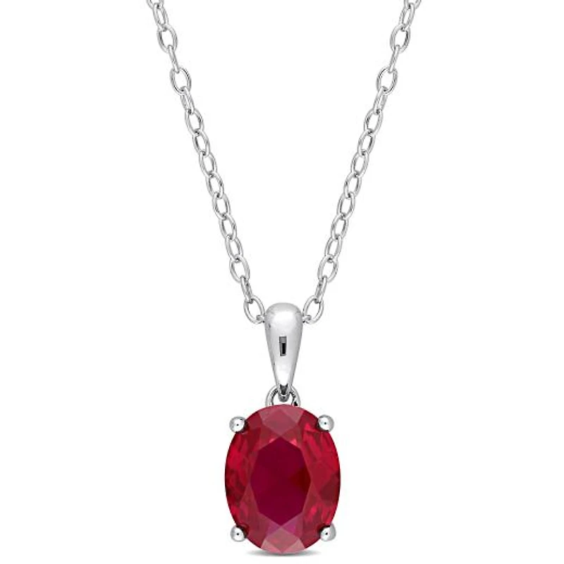 Julianna B Sterling Silver Created Ruby Pendant