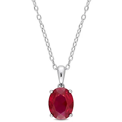 Julianna B Sterling Silver Created Ruby Pendant