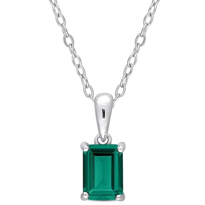 Julianna B Sterling Silver Created Emerald Pendant