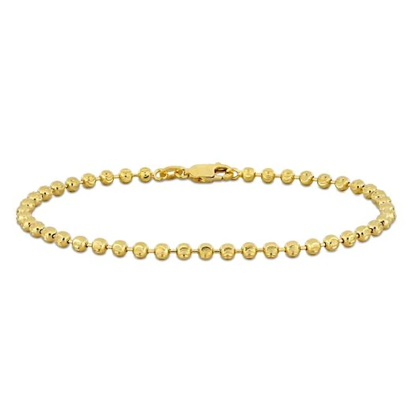 Julianna B 10K Yellow Gold 9" 3MM Diamond Cut Ball Link Anklet