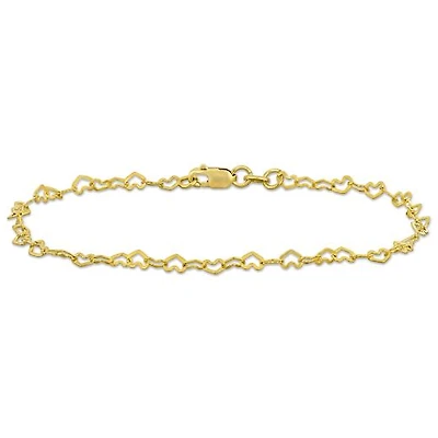 Julianna B 14K Yellow Gold 9" 3mm Heart Link Anklet
