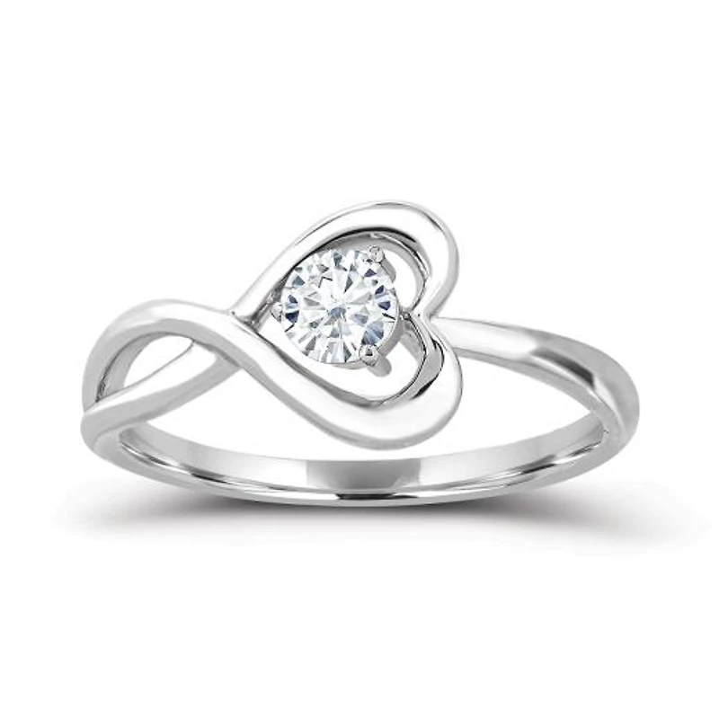 Sterling Silver White Topaz Infinity Heart Ring