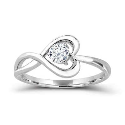 Sterling Silver White Topaz Infinity Heart Ring