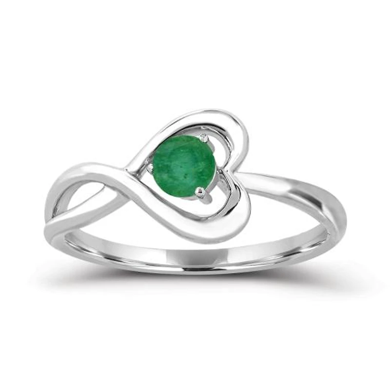 Sterling Silver Emerald Infinity Heart Ring