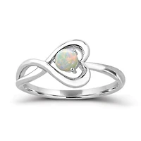 Sterling Silver Opal Infinity Heart Ring