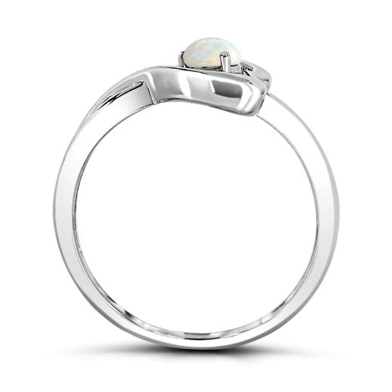Sterling Silver Opal Infinity Heart Ring