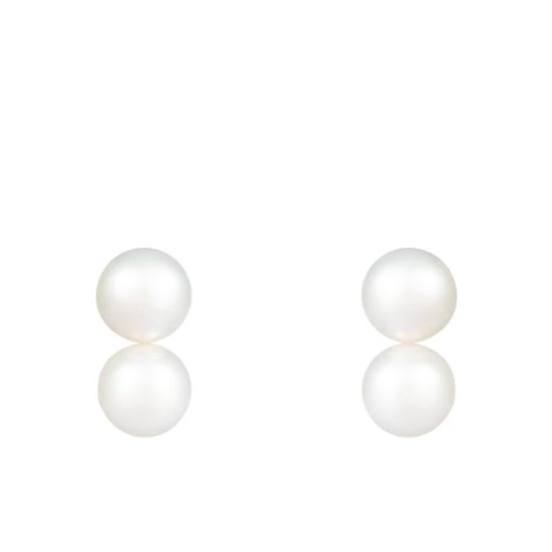 14K Yellow Gold 6-6.5mm Double Freshwater Pearl Earrings