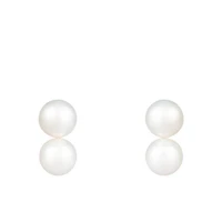 14K Yellow Gold 6-6.5mm Double Freshwater Pearl Earrings