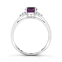 10K White Gold Amethyst and Diamond Ring
