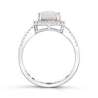Sterling Silver Created Opal and Created White Sapphire Ring