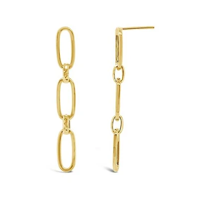 10K Yellow Gold Paperclip Link Drop Earrings