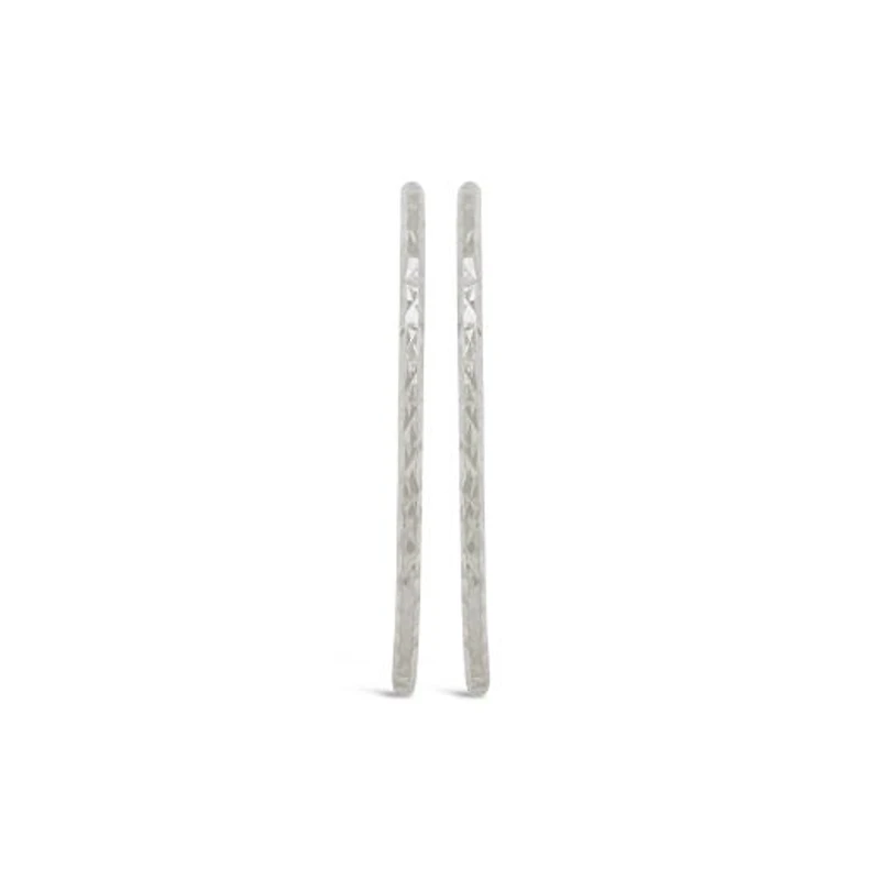 10K White Gold Diamond Cut Hoop Earring