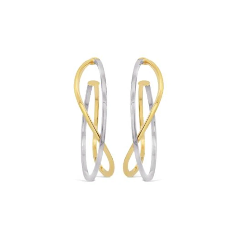 10K Yellow & White Gold Double Twisted Hoop Earring