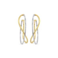 10K Yellow & White Gold Double Twisted Hoop Earring