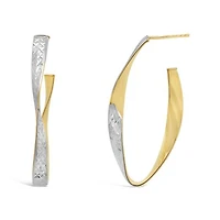 10K Yellow & White Gold Diamond Cut Drop Earring