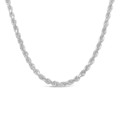 10K White Gold 20" 2mm Semi Solid Diamond Cut Rope Chain