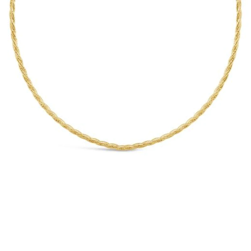 10K Yellow Gold 16" + 2" Extender Braided Spring Omega Chain
