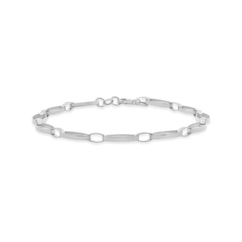 10K White Gold 7.5" Oval Paperclip Link Bracelet