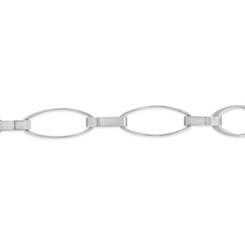 10K White Gold 7.5" Oval Paperclip Link Bracelet