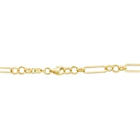 10K Yellow Gold Fancy Paperclip Link Heart Necklace 18