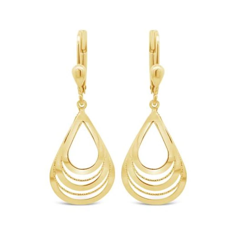 10K Yellow Gold Pear Tear Drop Earrings