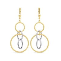 10K Yellow & White Gold Circle Drop Earrings