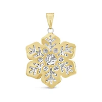 10K Yellow & White Gold Snowflake Pendant (Chain Not Included)