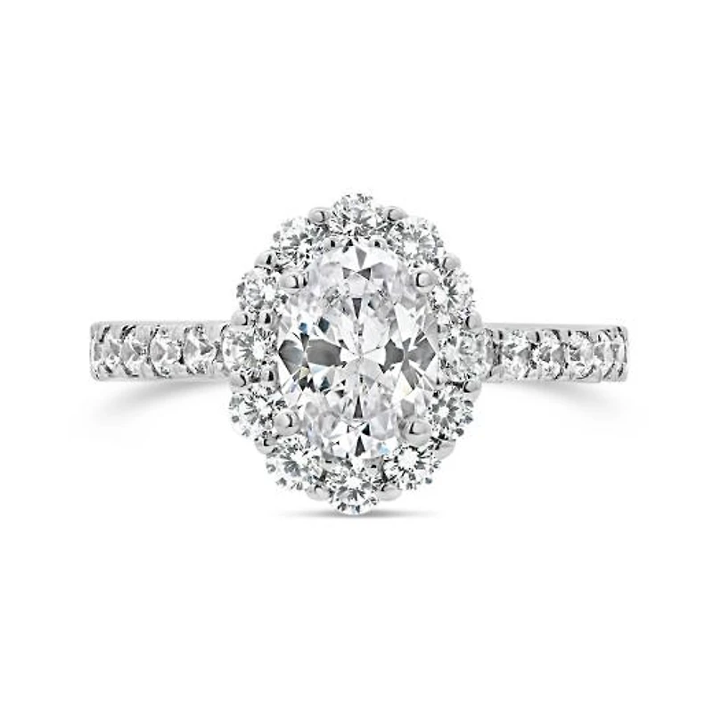 Jenny Packham 18K White Gold Lab Grown 2.00CTW Oval Cut Diamond Bridal Ring