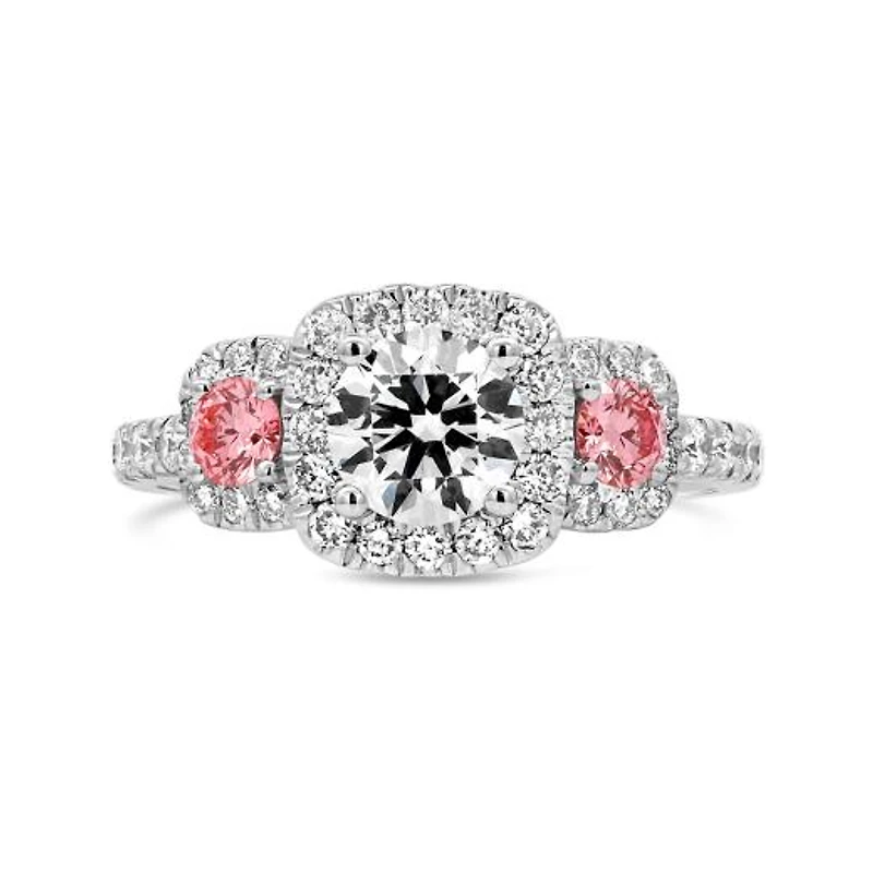 Jenny Packham 18K White Gold Lab Grown 1.75CTW White & Pink Diamond Bridal Ring