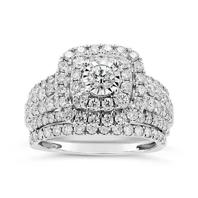 10K White Gold 2.00CTW Diamond Bridal Set