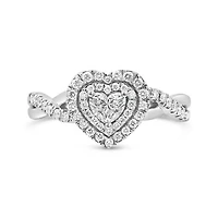 14K White Gold 0.58CTW Heart Shaped Diamond Bridal Ring