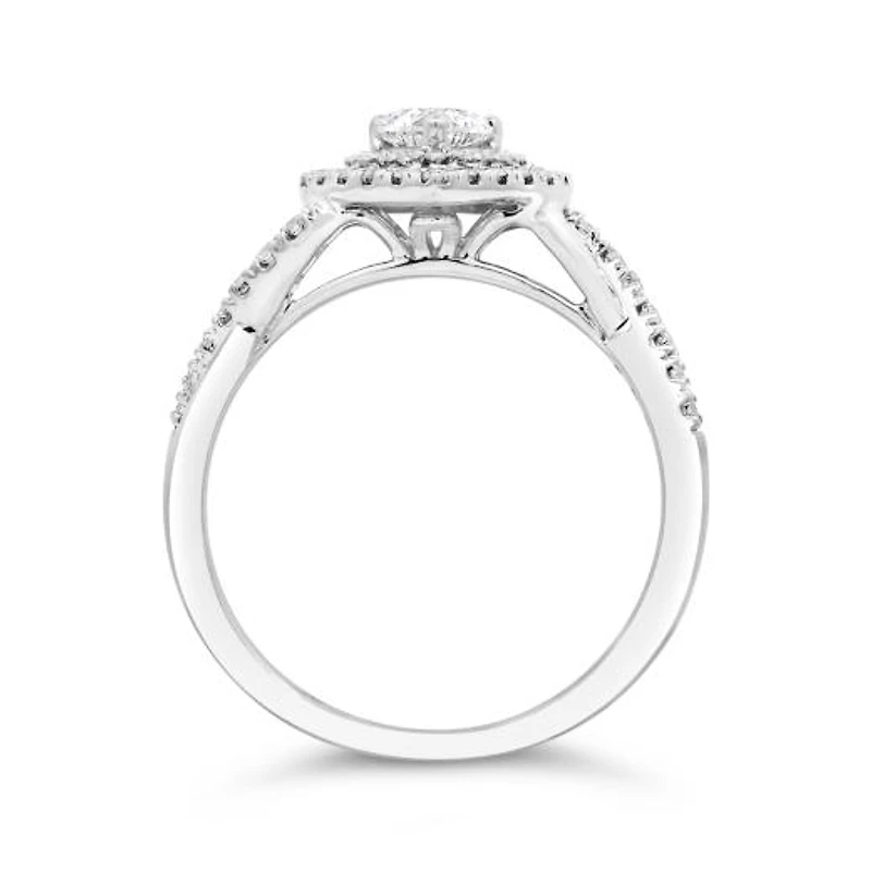14K White Gold 0.58CTW Heart Shaped Diamond Bridal Ring