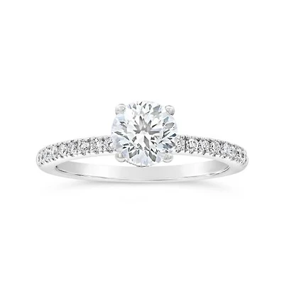 Blossom 14K White Gold Lab Grown 1.23CTW Diamond Solitaire Ring with Accents