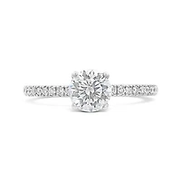 Blossom 14K White Gold Lab Grown 1.23CTW Diamond Solitaire Ring with Accents