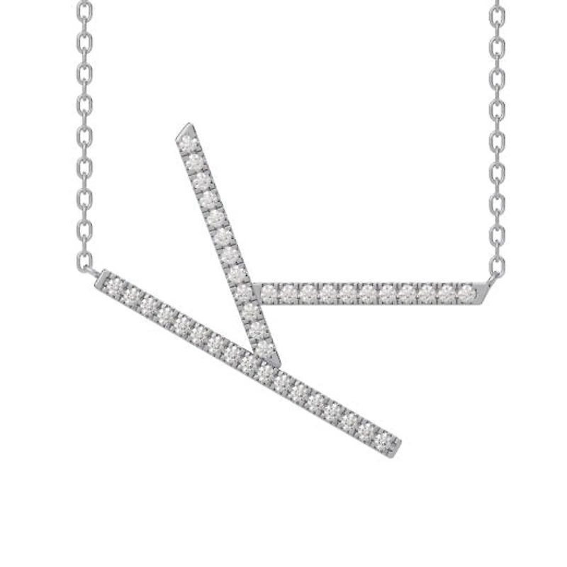 New Brilliance Sterling Silver Lab Grown 0.75CTW Diamond Initial "K" Necklace