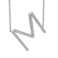 New Brilliance Sterling Silver Lab Grown 0.75CTW Diamond Initial "M" Necklace