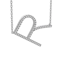 New Brilliance Sterling Silver Lab Grown 0.75CTW Diamond Initial "R" Necklace
