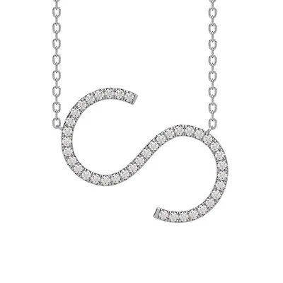 New Brilliance Sterling Silver Lab Grown 0.75CTW Diamond Initial "S" Necklace