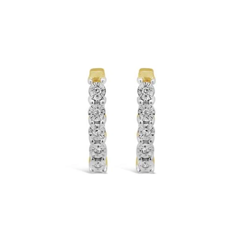 10K Yellow Gold Diamond Hoop Earrings