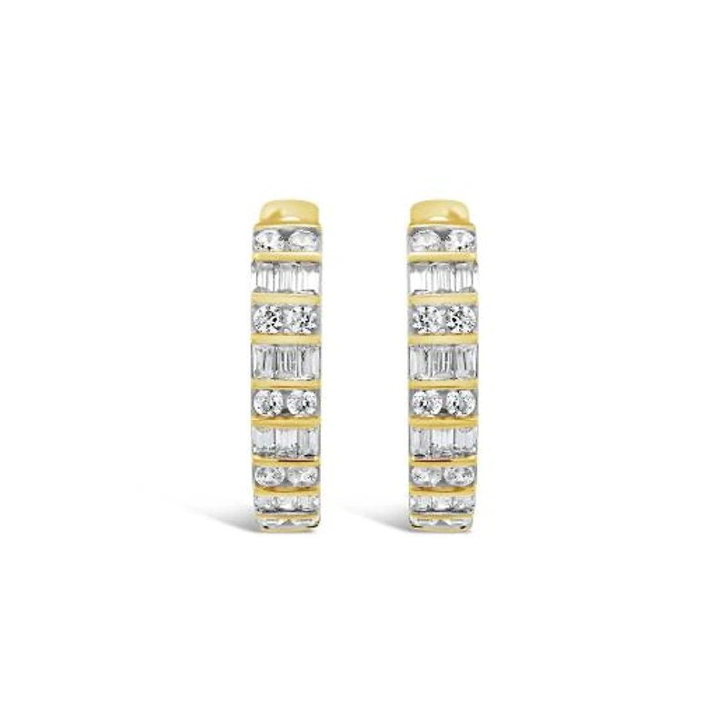10K Yellow Gold 0.50CTW Diamond Hoop Earrings